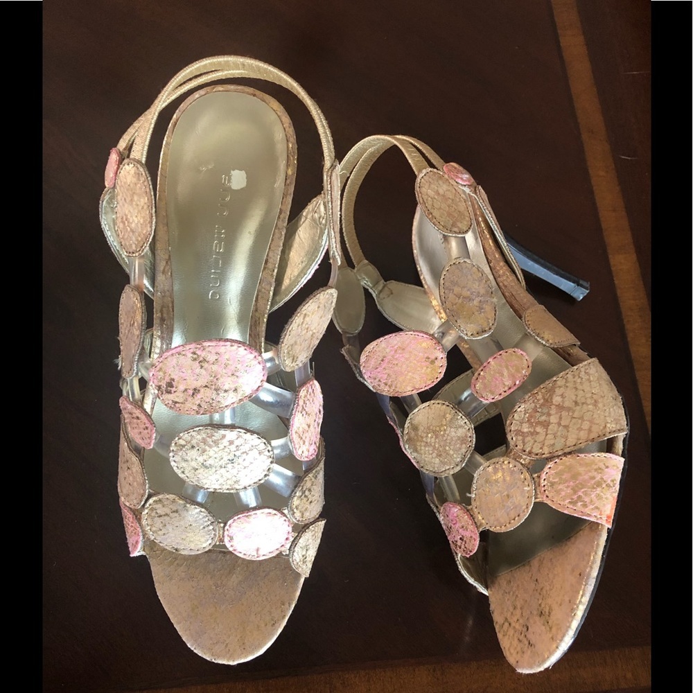 Ann Marino gold/pink heels 7M